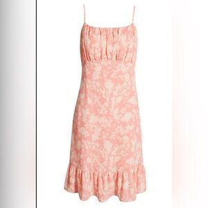 CHELSEA28 Sleeveless Gathered Ruffle Dress In Coral Floral Size Small